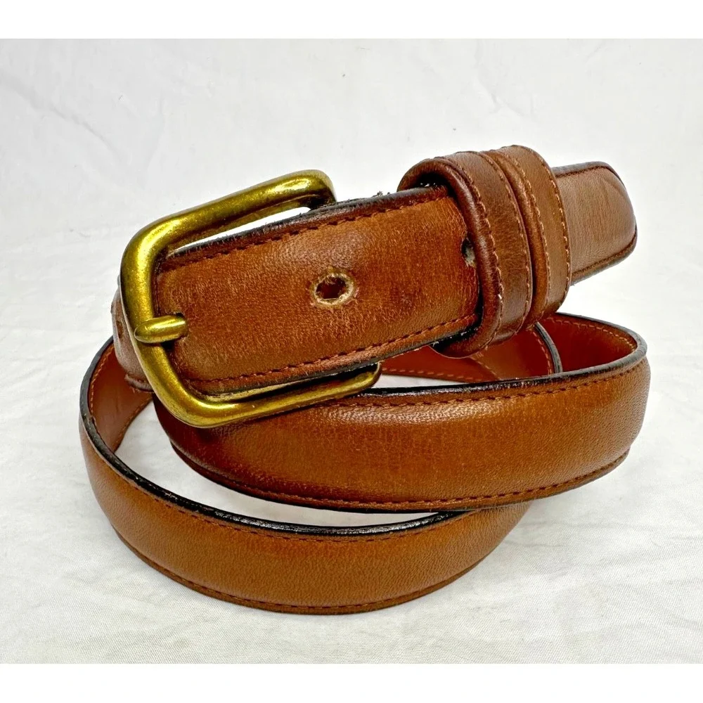 Coach Brown Cow Hide  Leather Belt Solid Brass Buckle Sz 38 New York